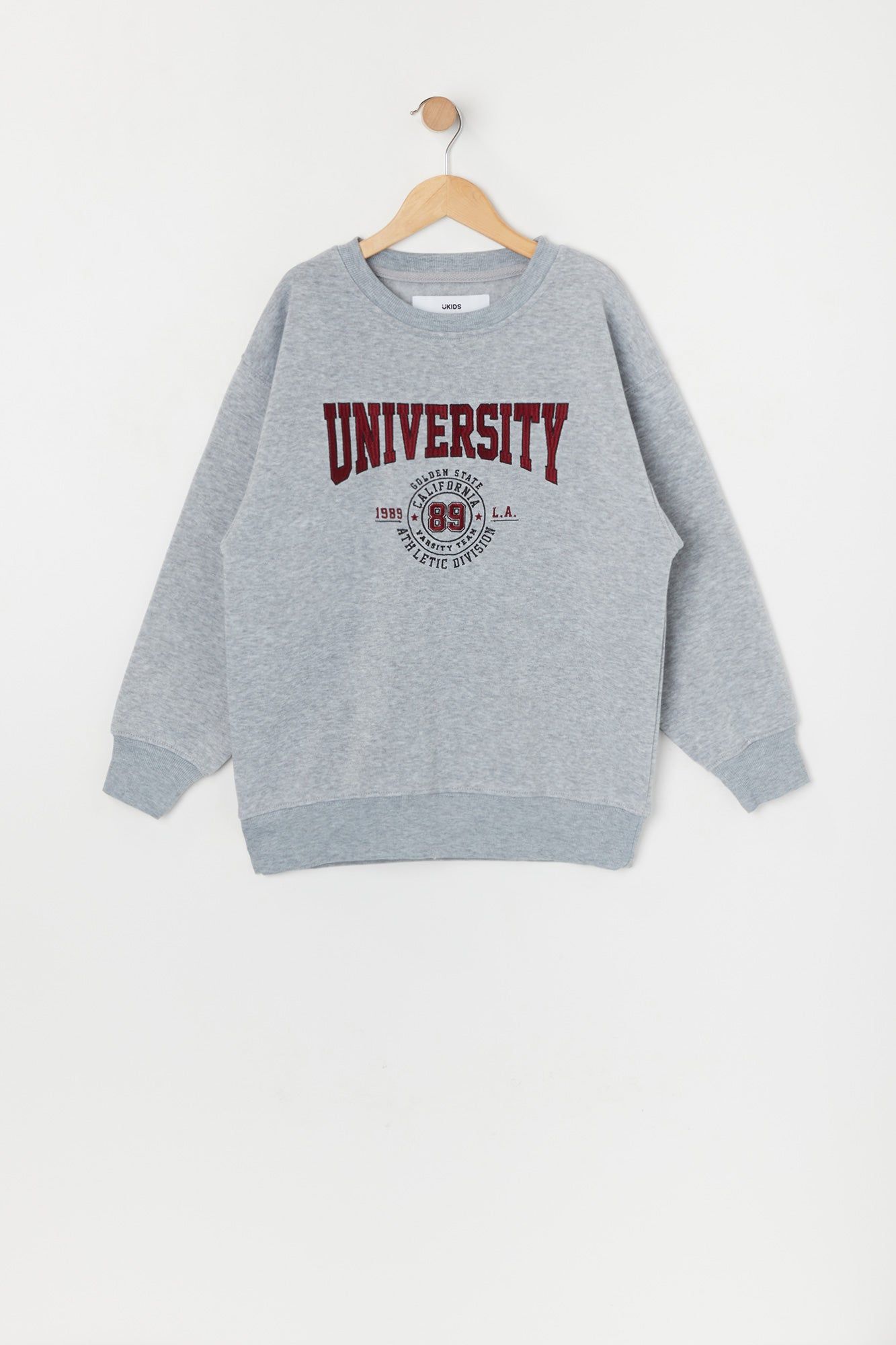 Girls University Embroidered Fleece Sweatshirt sold by Urban Planet