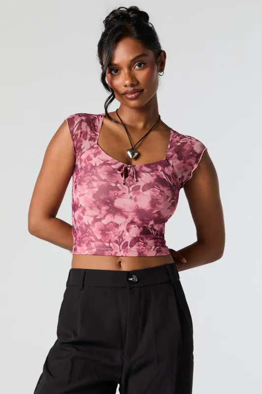 Mesh Sleeve Cut-Out Crop Top sold by Urban Planet
