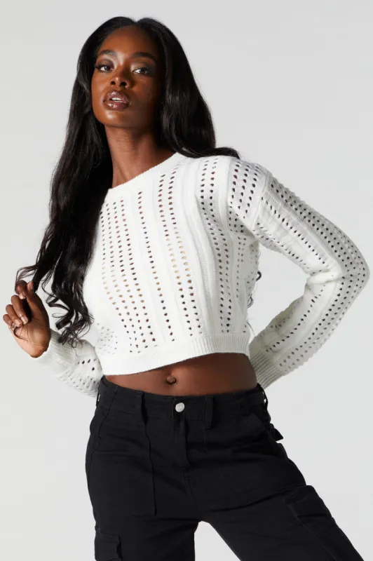 Chandail court en tricot ajouré sold by Urban Planet