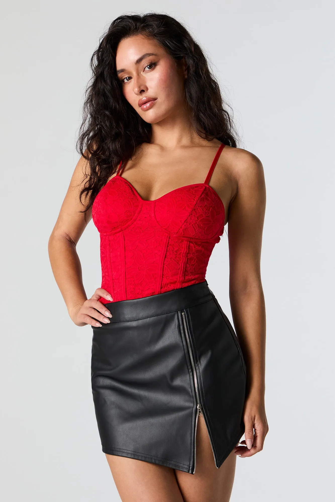 Faux Leather Side Zip Mini Skort sold by Urban Planet