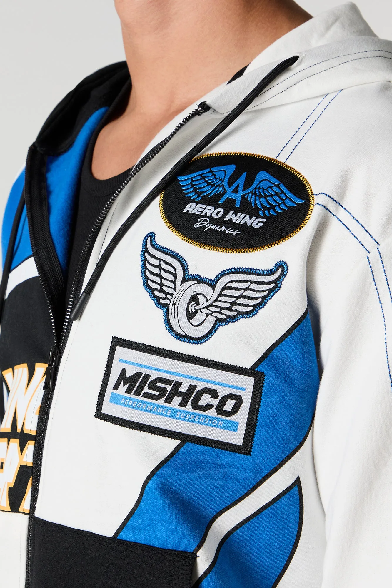 Racing Colourblock Zip-Up Fleece Hoodie sold by Urban Planet product image thumbnail 4