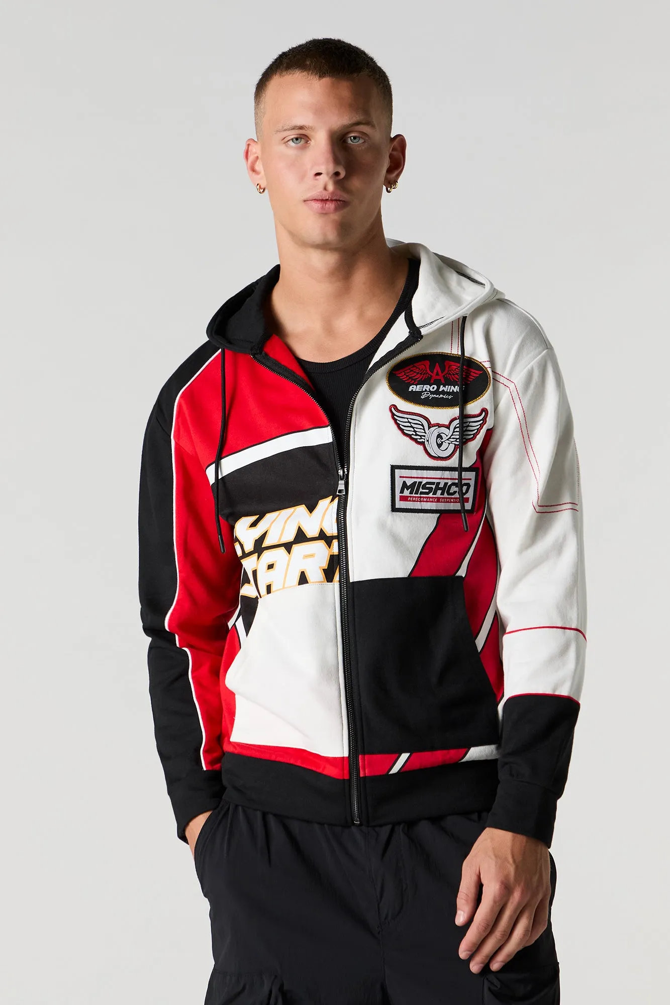 Racing Colourblock Zip-Up Fleece Hoodie sold by Urban Planet product image thumbnail 5