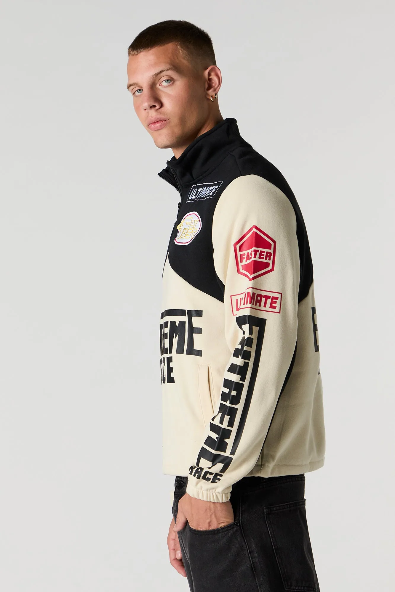 Chandail en molleton à glissière un quart et bloc de couleur Racing sold by Urban Planet product image thumbnail 4