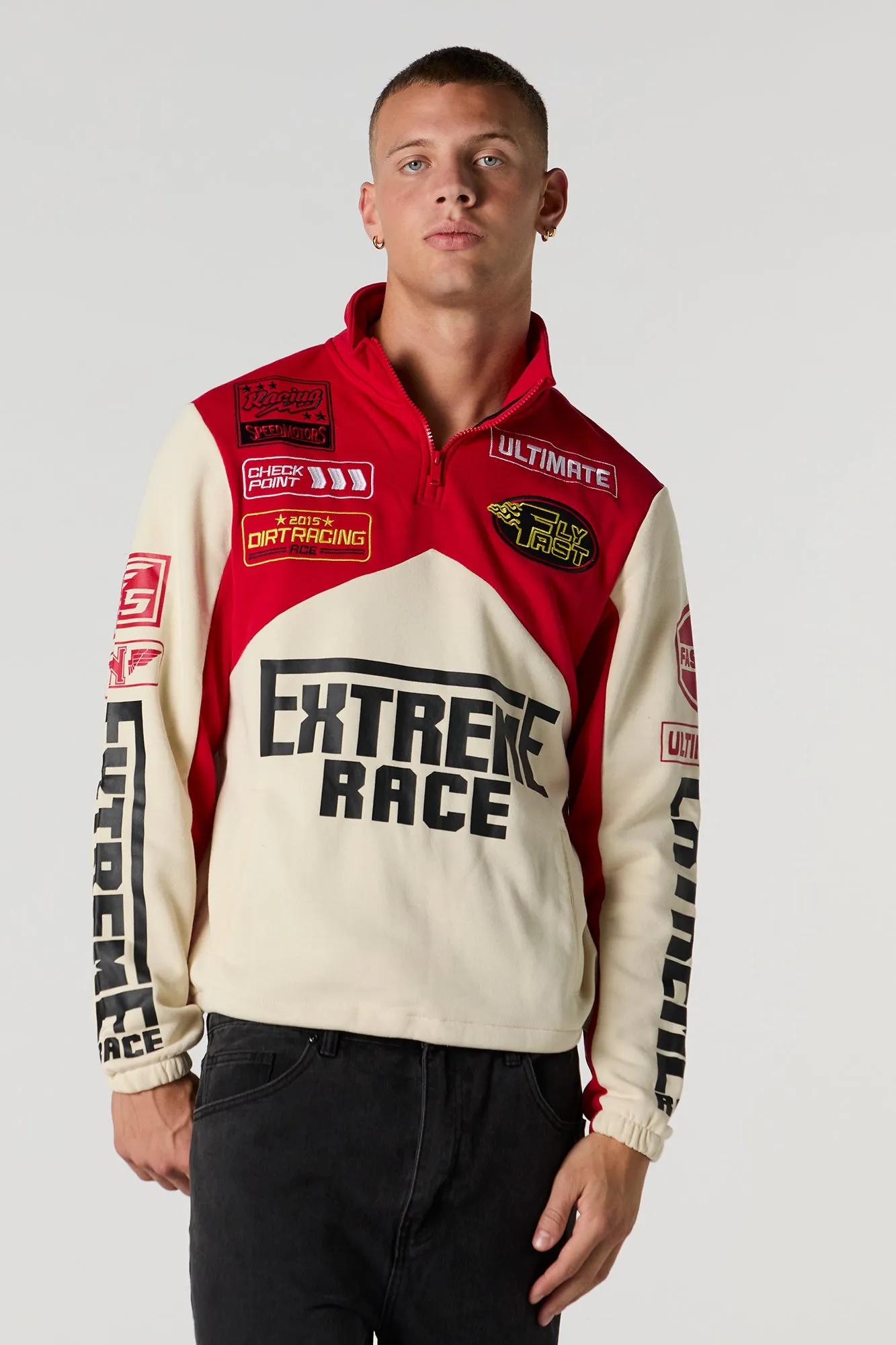 Chandail en molleton à glissière un quart et bloc de couleur Racing sold by Urban Planet product image thumbnail 5