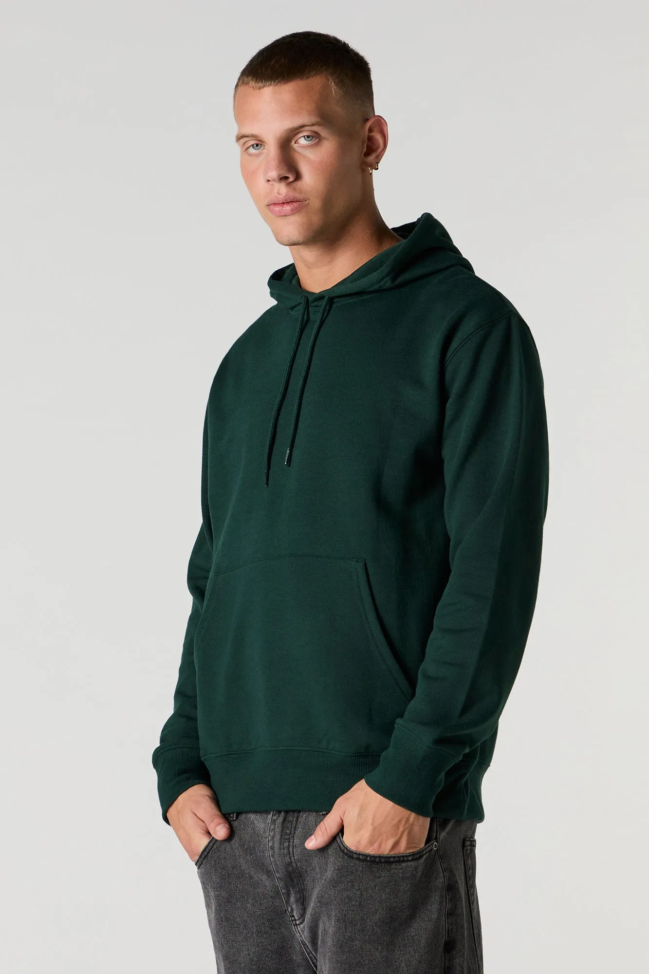 Solid Fleece Drawstring Hoodie sold by Urban Planet