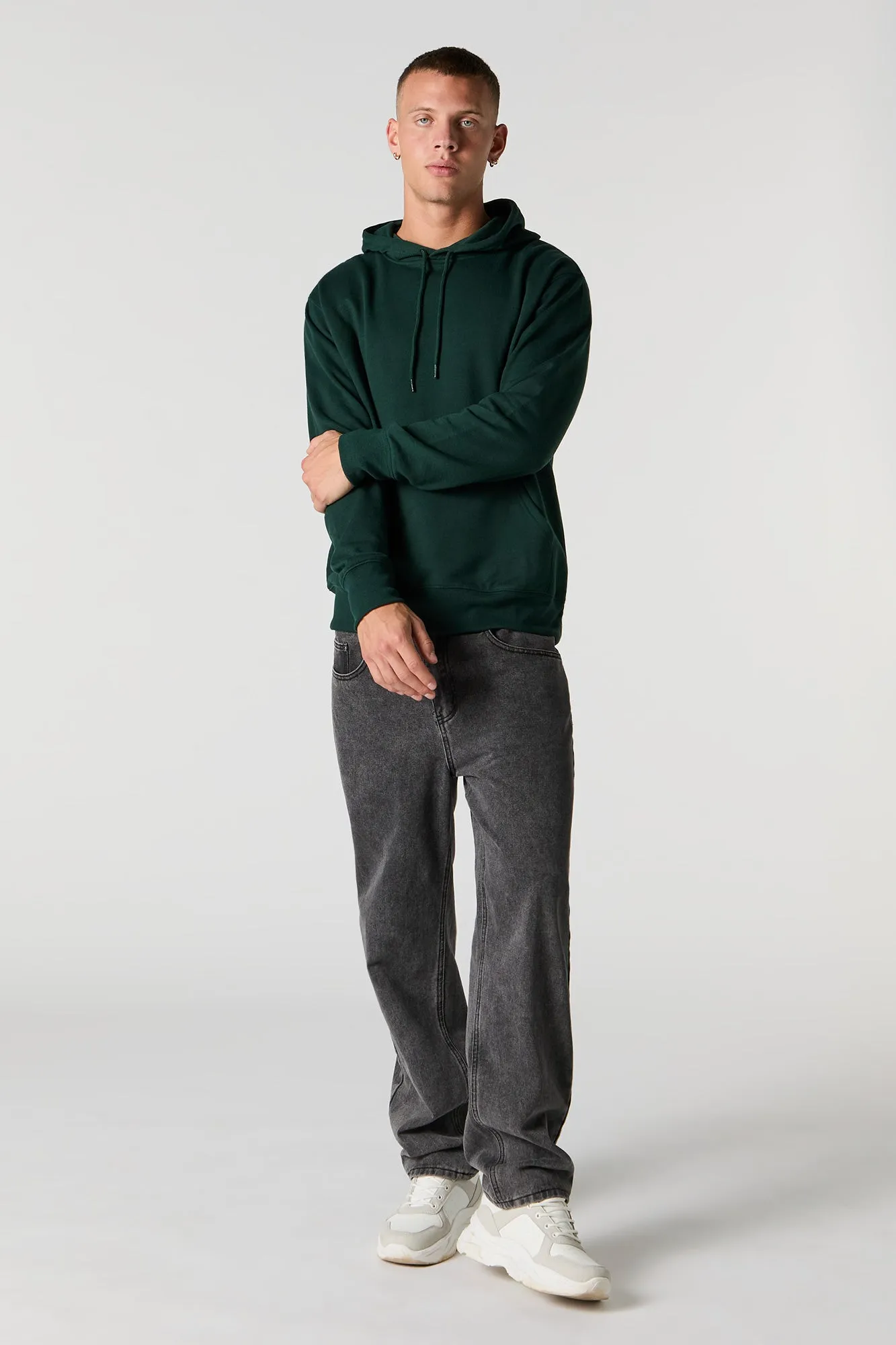Solid Fleece Drawstring Hoodie sold by Urban Planet product image thumbnail 3