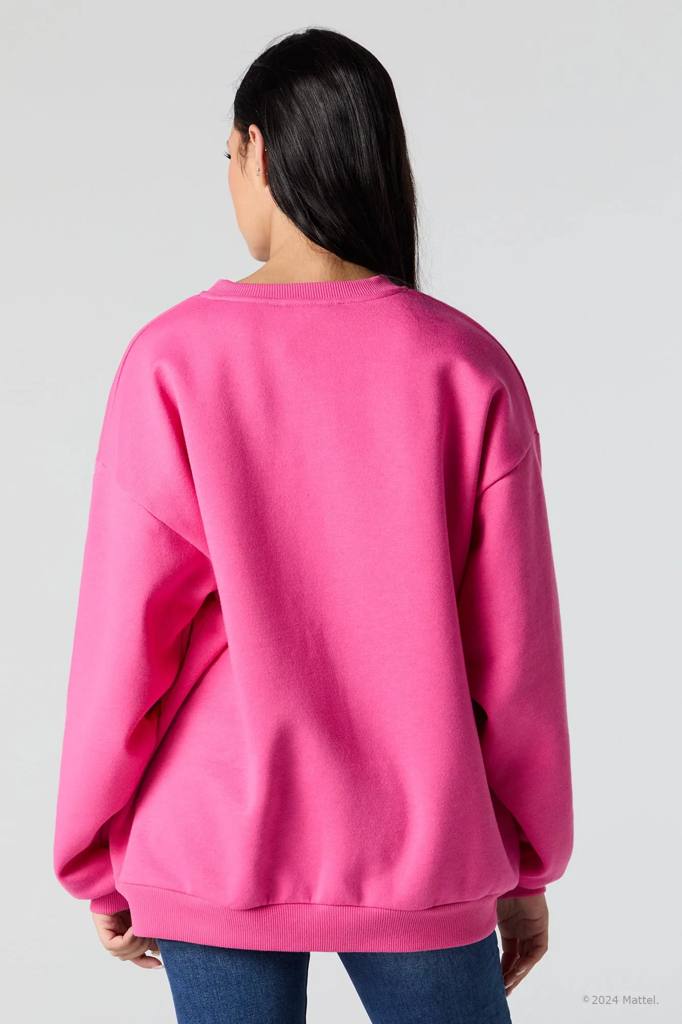 Barbie™ Embroidered Pink Fleece Sweatshirt sold by Urban Planet product image thumbnail 2