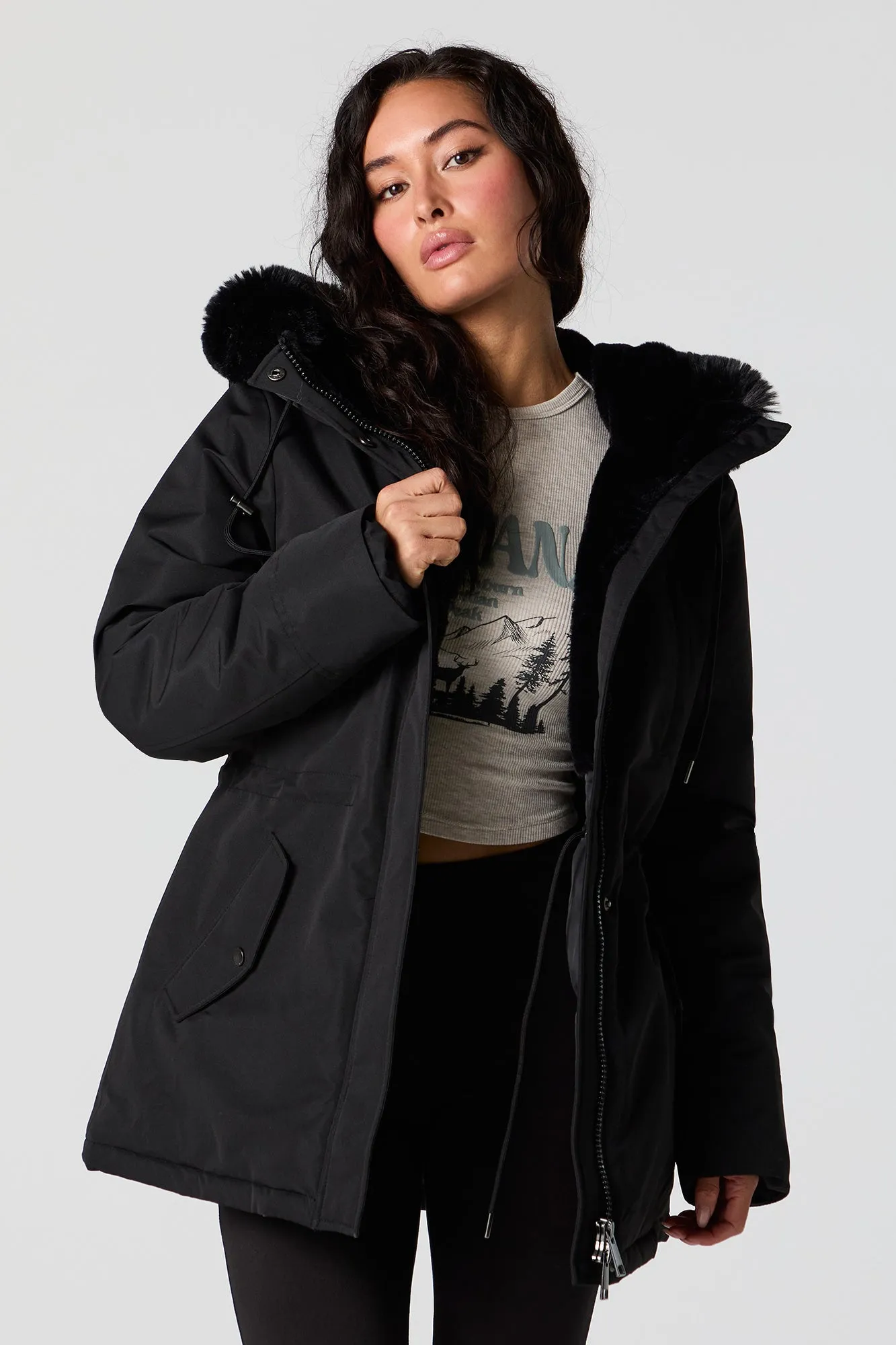 Parka à capuchon doublé de similifourrure sold by Urban Planet product image thumbnail 4