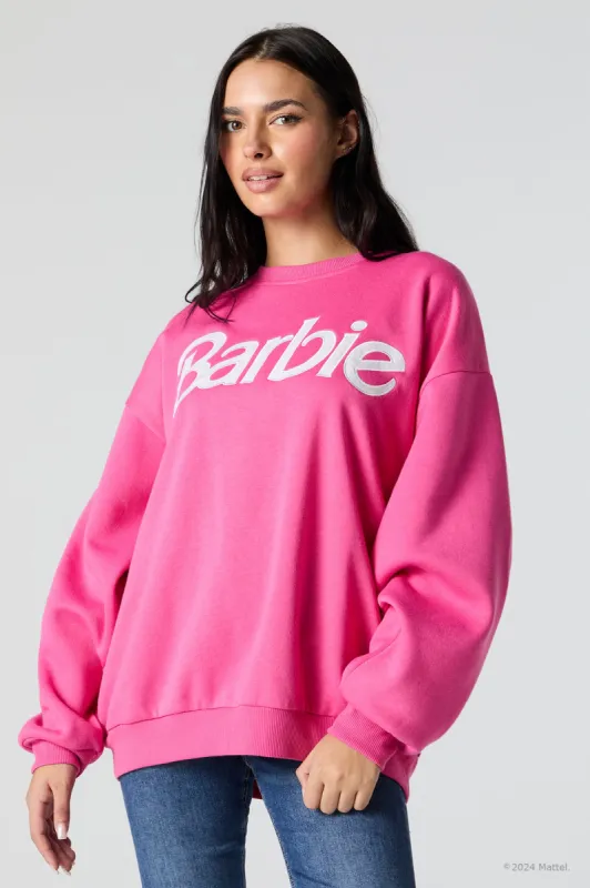 Chandail en molleton rose avec motif brodé Barbie™ sold by Urban Planet