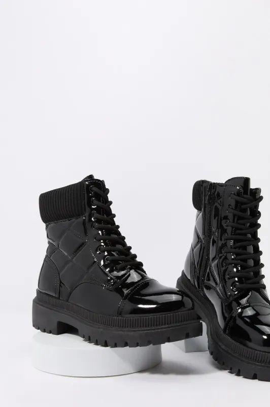 Quilted Lace Up Boot sold by Urban Planet