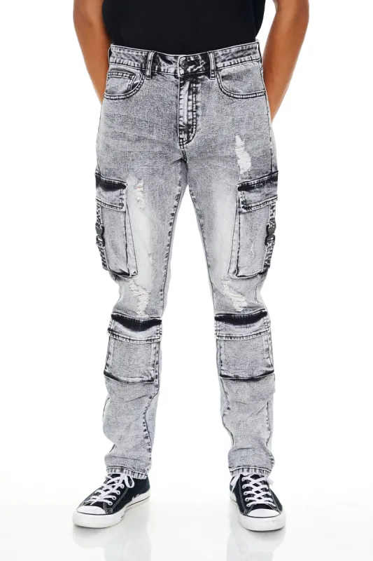 Acid Wash Slim Cargo Jean sold by Urban Planet