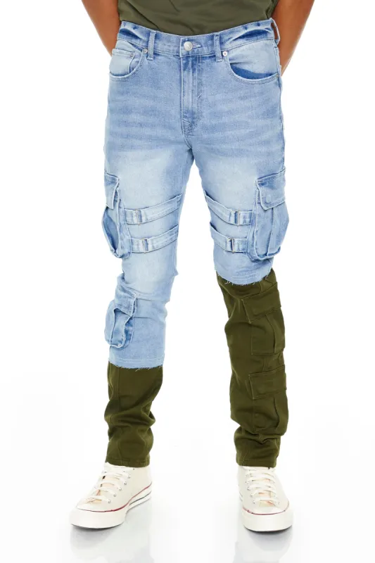 Colourblock Utility Cargo Skinny Jean sold by Urban Planet