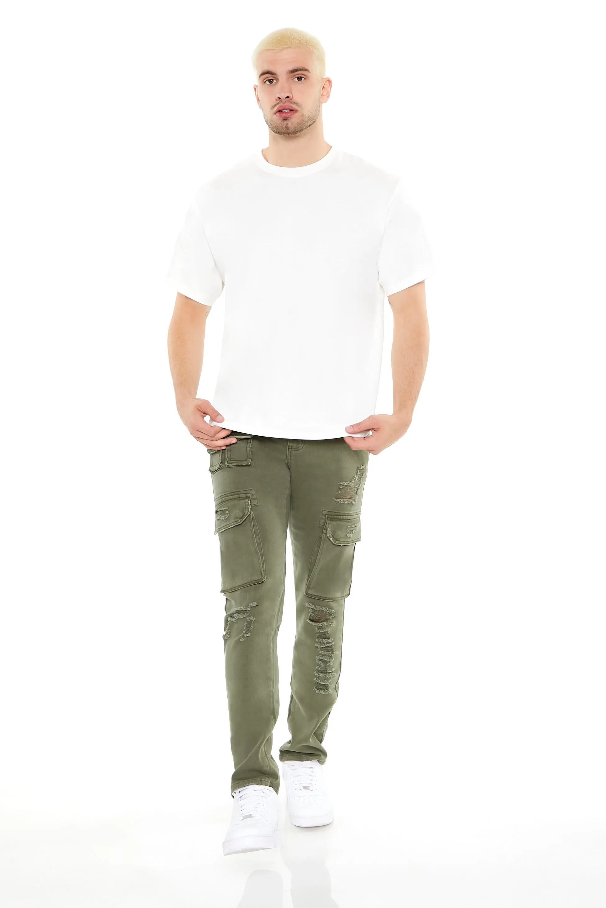 Mid Rise Distressed Slim Cargo Jean sold by Urban Planet product image thumbnail 2