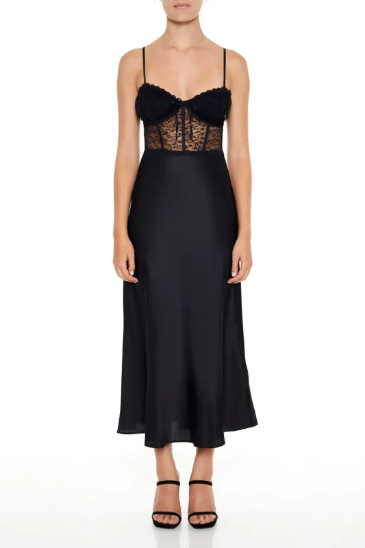Satin Lace Corset Midi Dress sold by Urban Planet