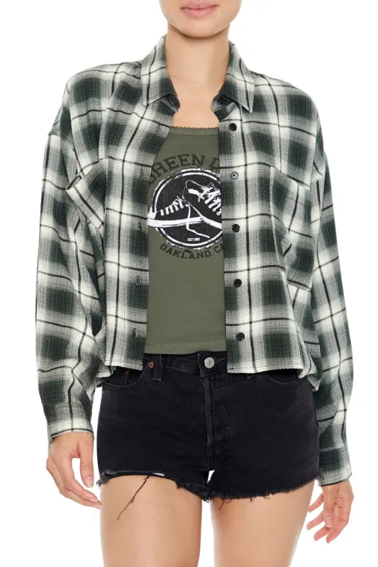 Plaid Flannel Button-Up Top sold by Urban Planet