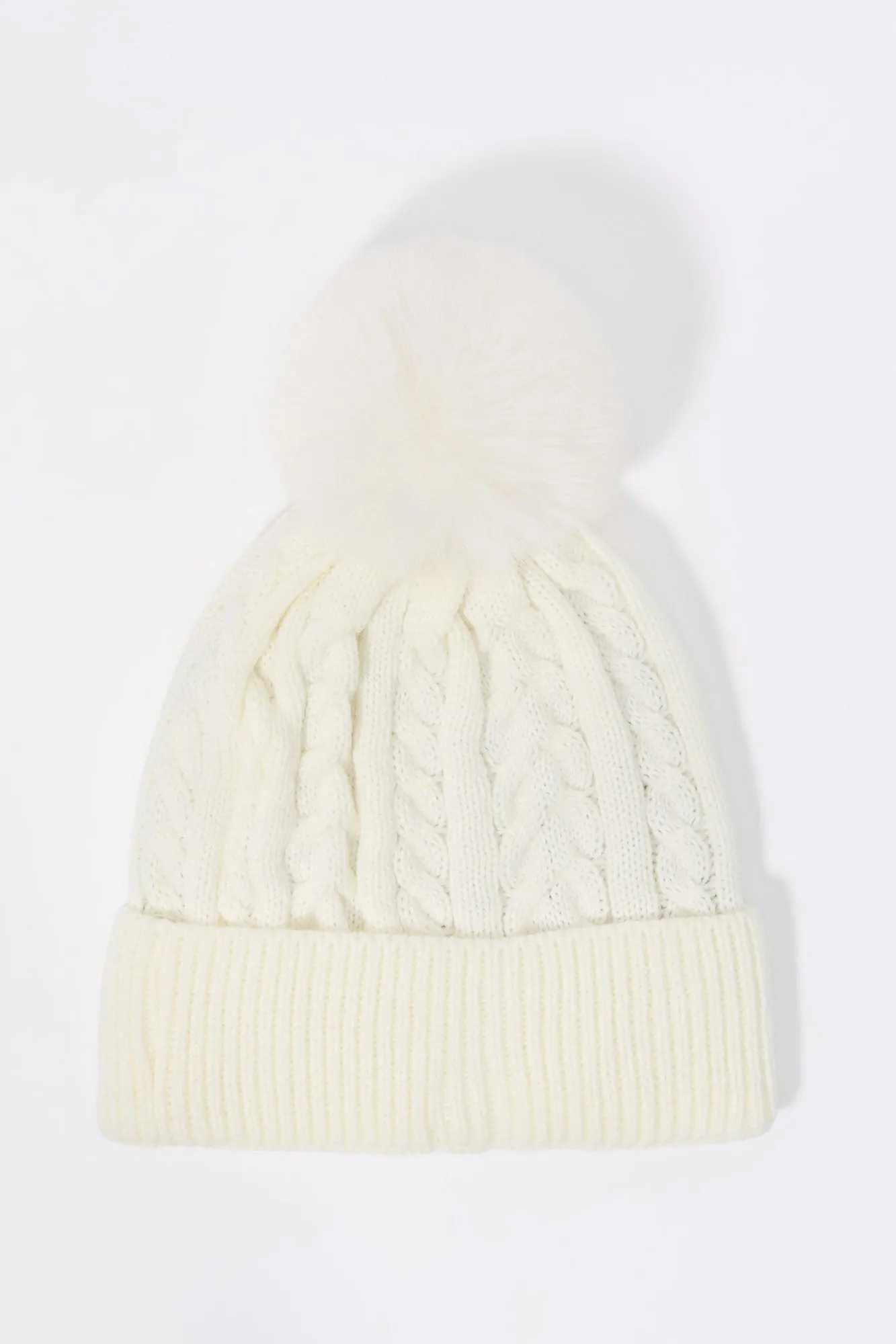 Cable Knit Pom Pom Beanie sold by Urban Planet product image thumbnail 2