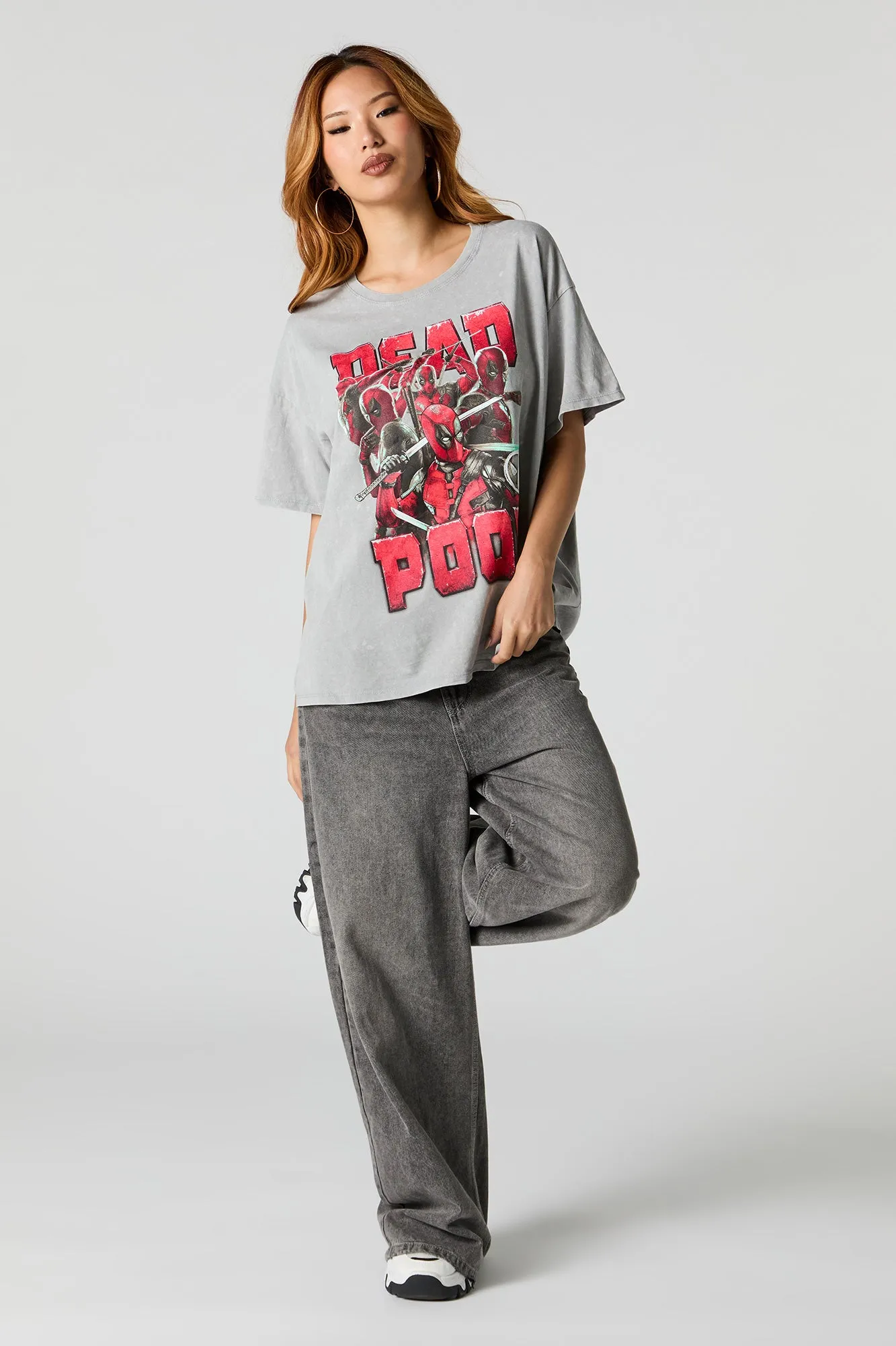 Deadpool Graphic Washed Boyfriend T-Shirt sold by Urban Planet product image thumbnail 2