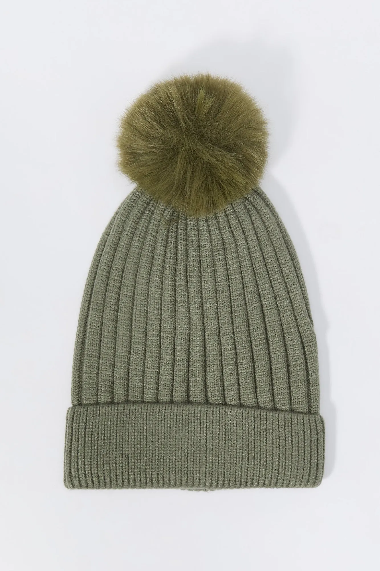 Ribbed Knit Beanie with Pom Pom sold by Urban Planet