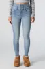 Jean ajusté délavé moyen à taille empilée sold by Urban Planet