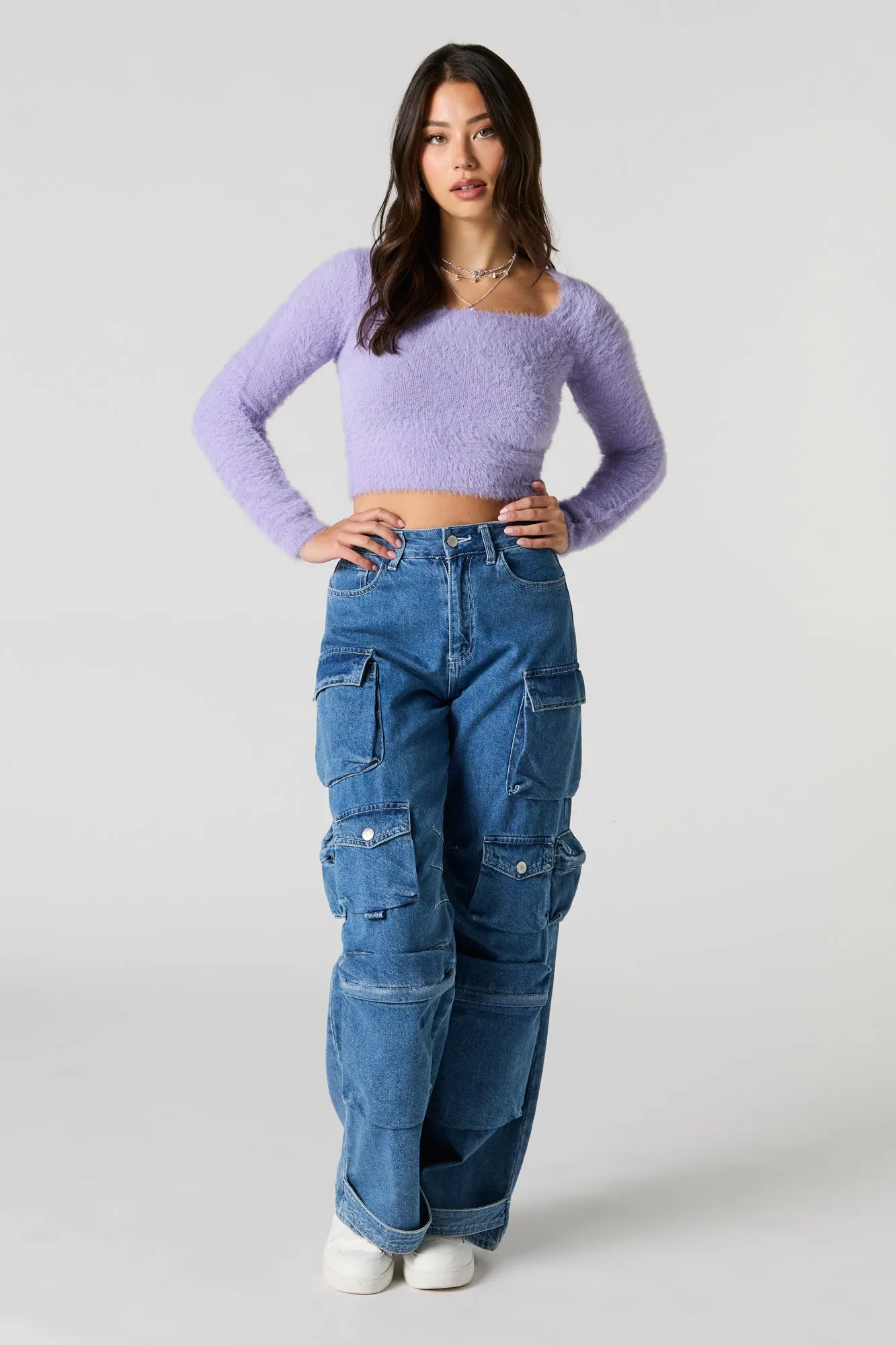 Fuzzy Knit Square Neck Sweater sold by Urban Planet product image thumbnail 3
