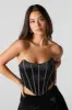 Haut corset en satin rayé avec pierres du Rhin sold by Urban Planet