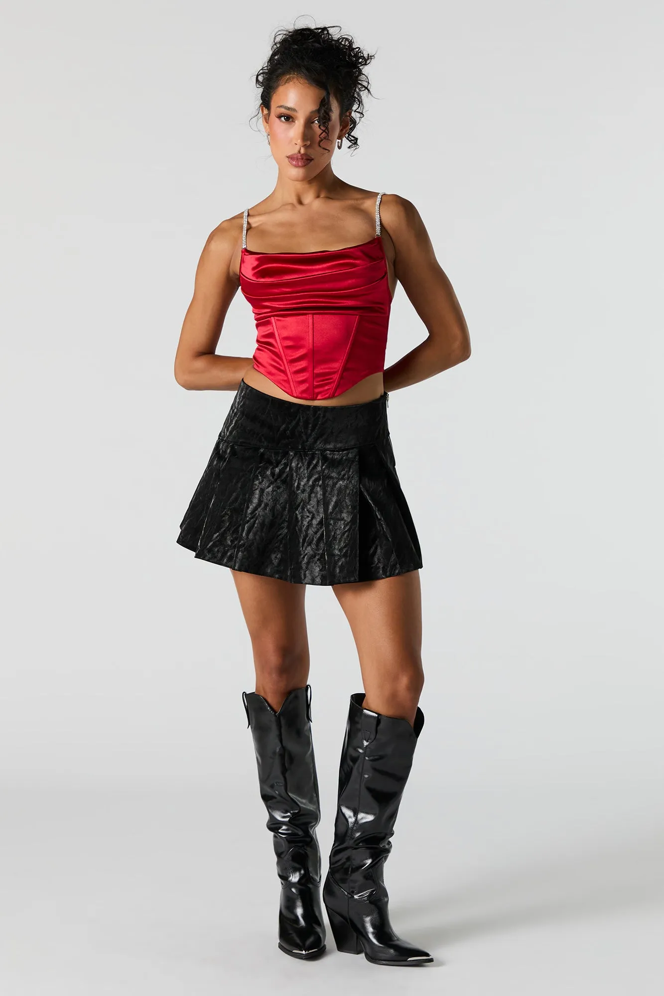 Satin Rhinestone Strap Corset Top sold by Urban Planet product image thumbnail 3