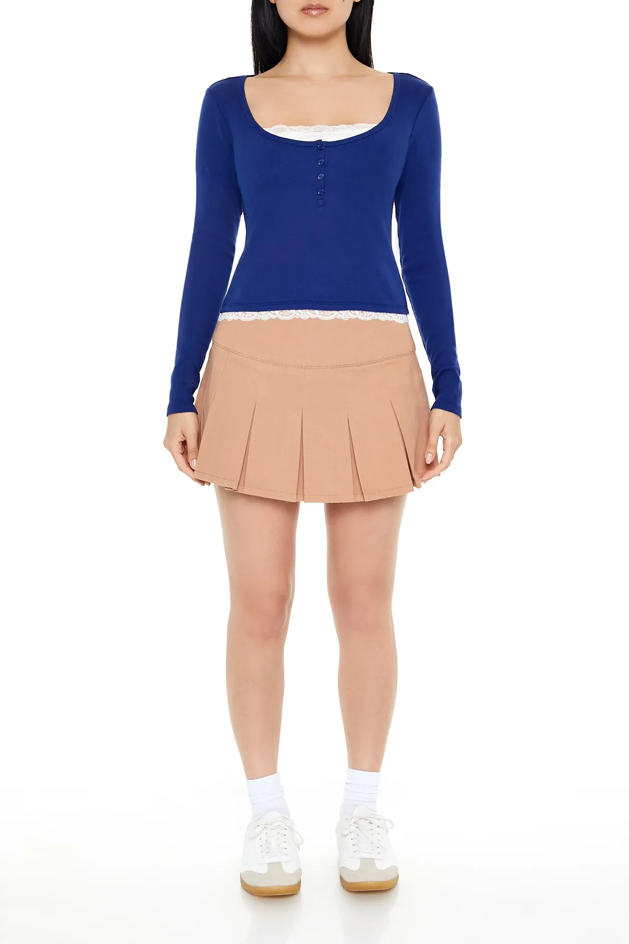 Haut Henley combo avec liséré de dentelle sold by Urban Planet product image thumbnail 5