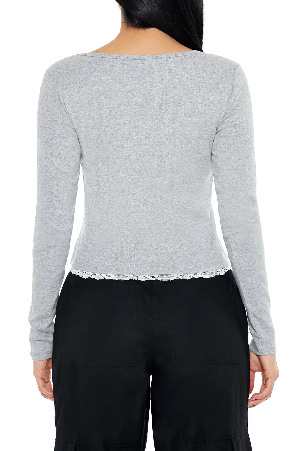 Haut Henley combo avec liséré de dentelle sold by Urban Planet product image thumbnail 3