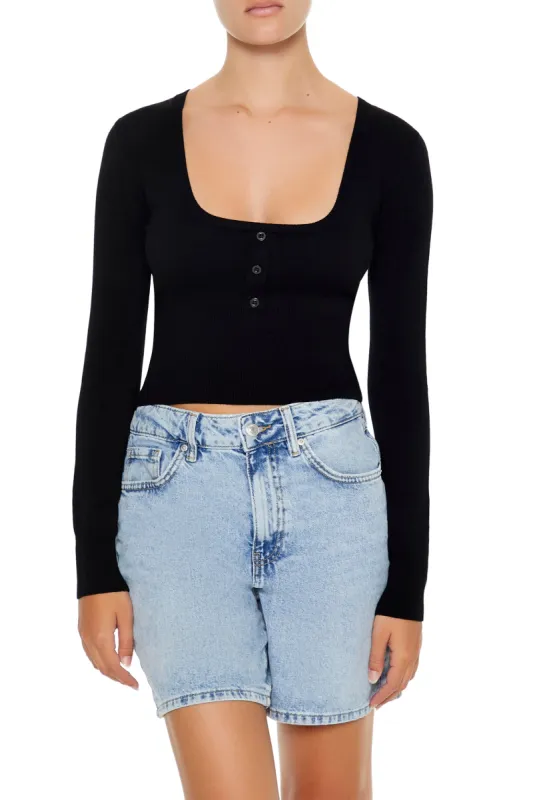 Square Neck Henley Sweater sold by Urban Planet