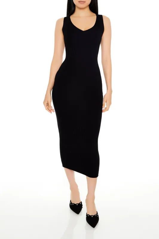 Robe-chandail midi dans manches en tricot côtelé sold by Urban Planet