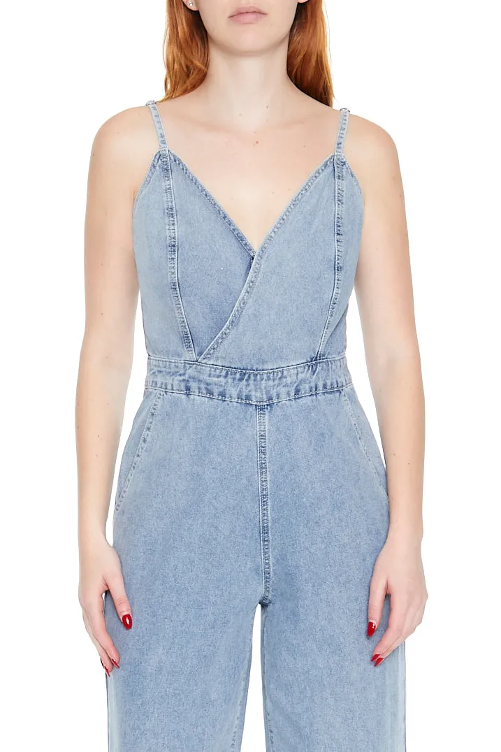 Denim Surplice Wide Leg Jumpsuit sold by Urban Planet product image thumbnail 3