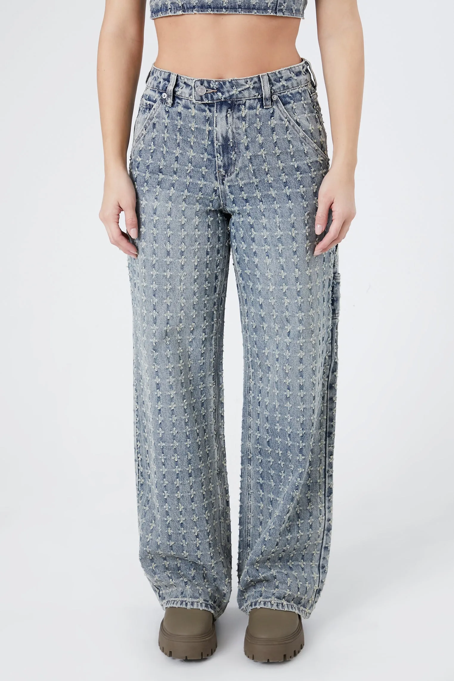 Distressed Print High Rise Straight Leg Jean sold by Urban Planet product image thumbnail 3