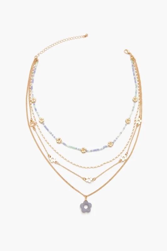 Layered Flower Charm Necklace sold by Urban Planet
