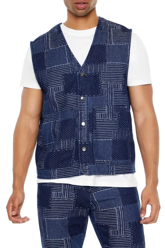 Denim Patchwork Vest sold by Urban Planet