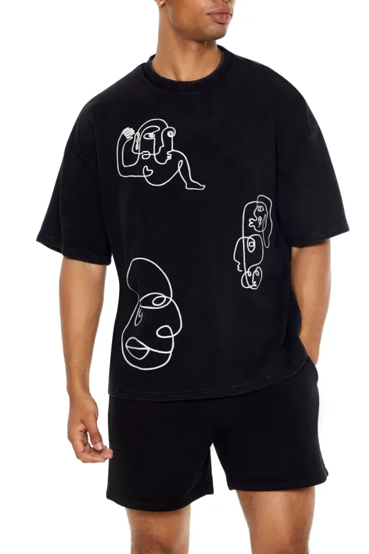 Abstract Embroidered Oversized T-Shirt sold by Urban Planet