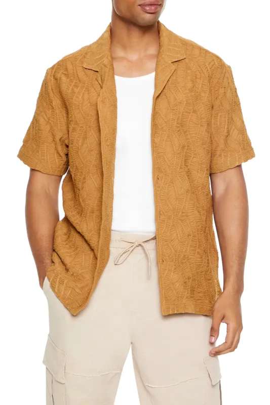 Textured Short Sleeve Button-Up Top sold by Urban Planet