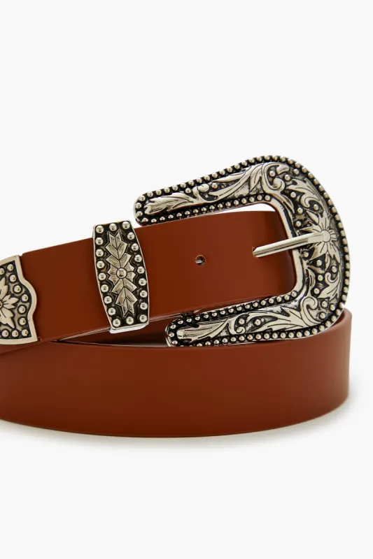 Western Etched Faux Leather Belt sold by Urban Planet