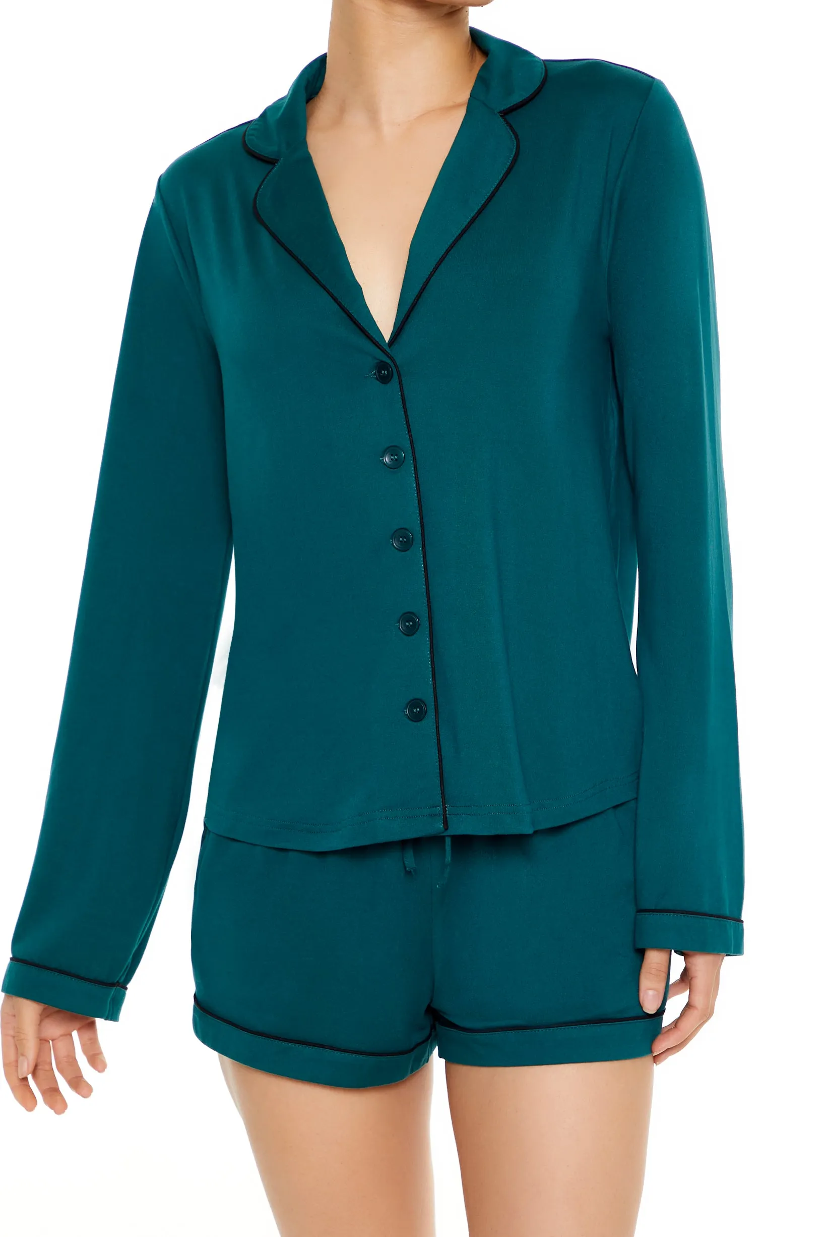 Piped Trim Top & Short 2 Piece Pajama Set sold by Urban Planet