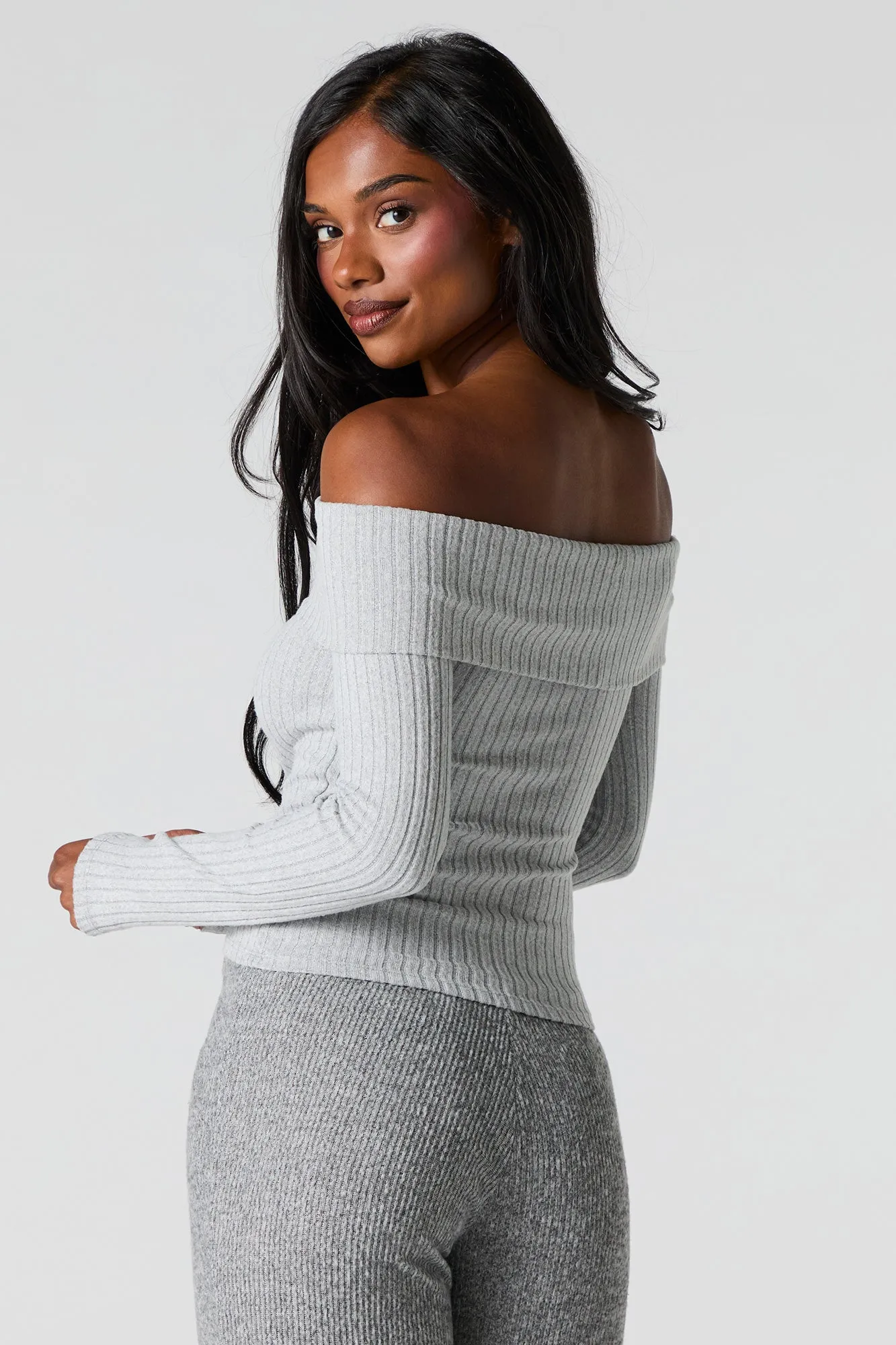 Off Shoulder Ribbed Sweater sold by Urban Planet product image thumbnail 5