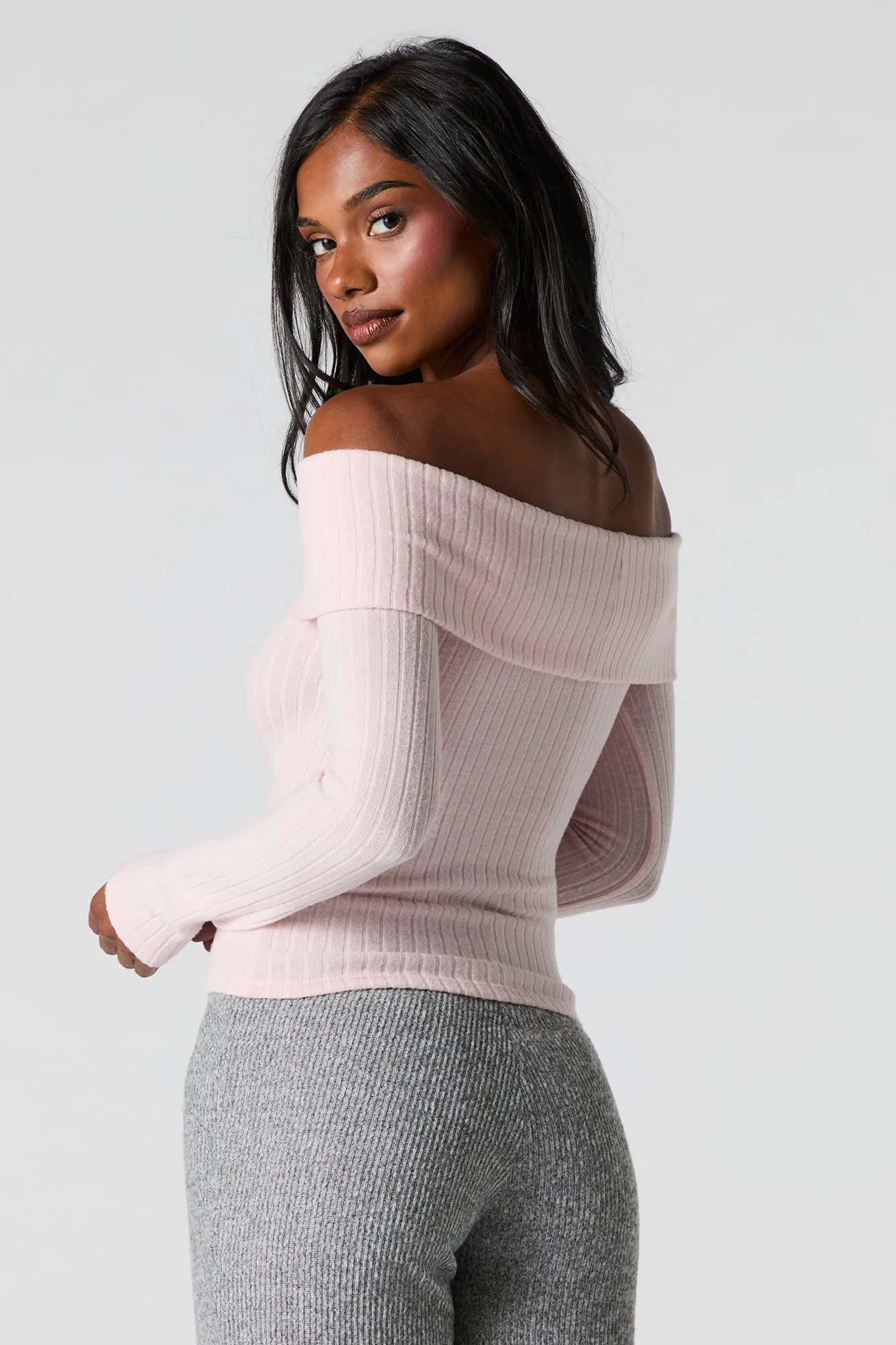 Off Shoulder Ribbed Sweater sold by Urban Planet product image thumbnail 2