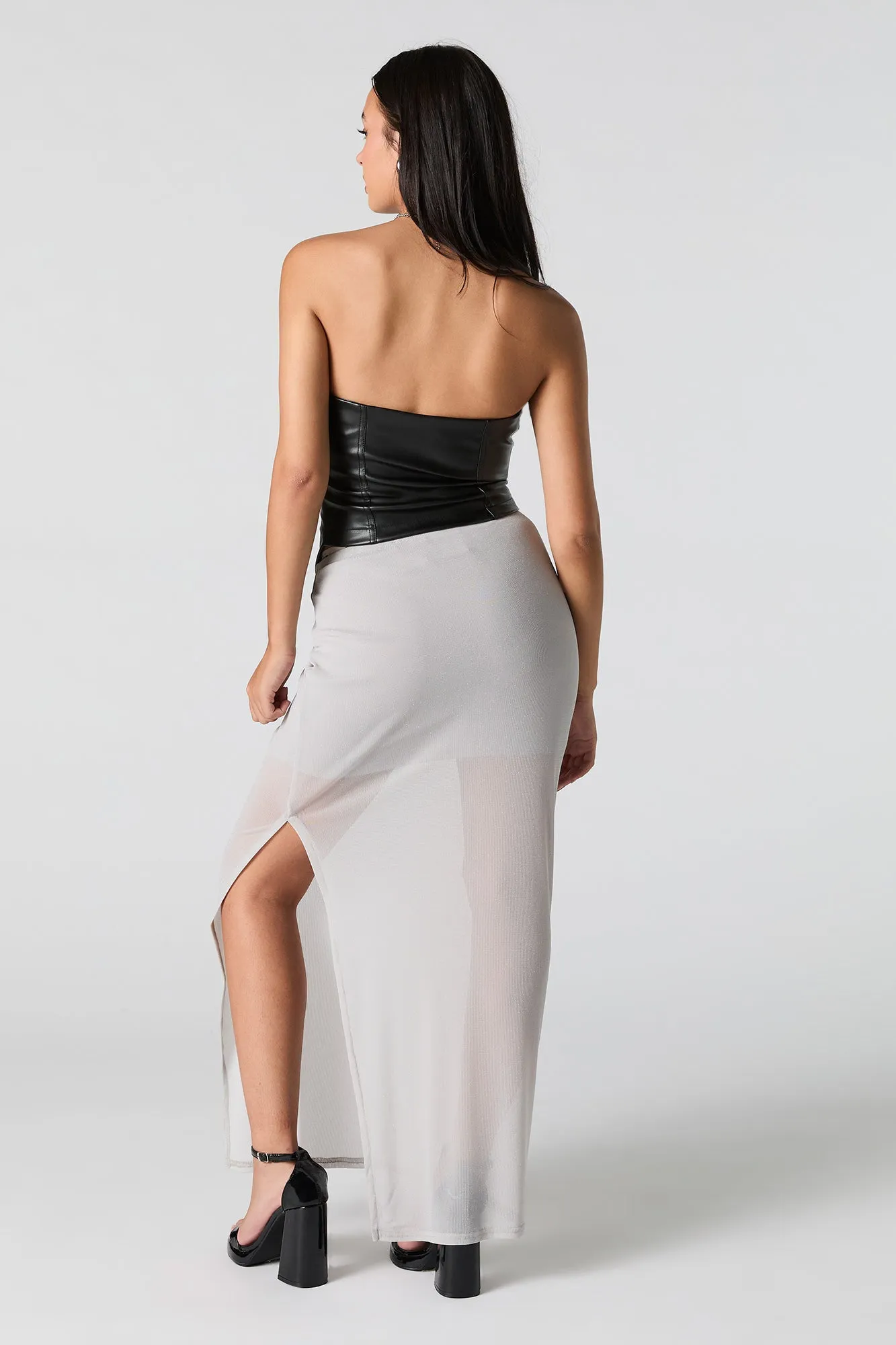 Jupe maxi en filet scintillant avec fente sold by Urban Planet product image thumbnail 3