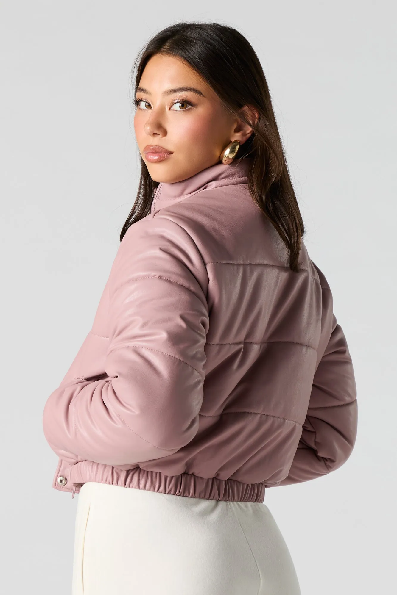 Faux Leather Puffer Jacket sold by Urban Planet product image thumbnail 2