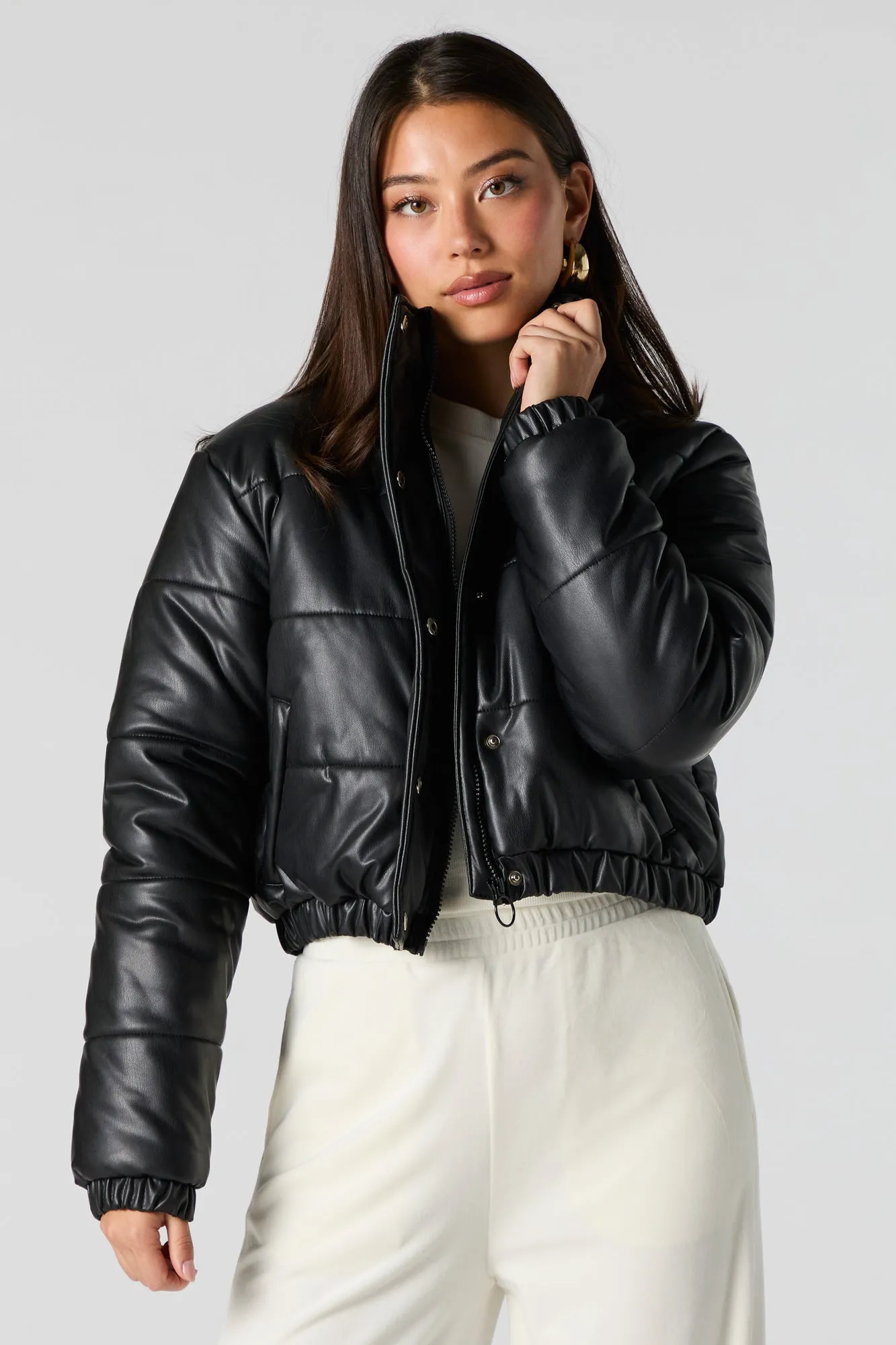 Faux Leather Puffer Jacket sold by Urban Planet product image thumbnail 5