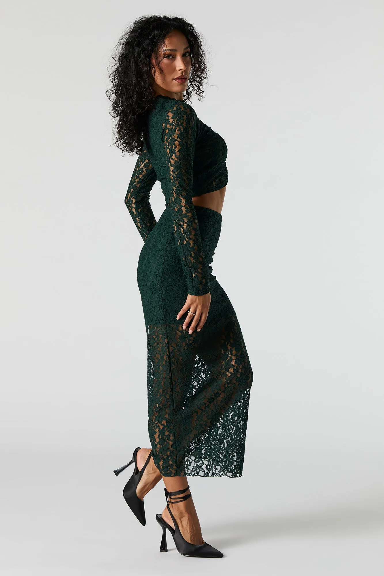 Sparkle Floral Lace Midi Skirt sold by Urban Planet product image thumbnail 2