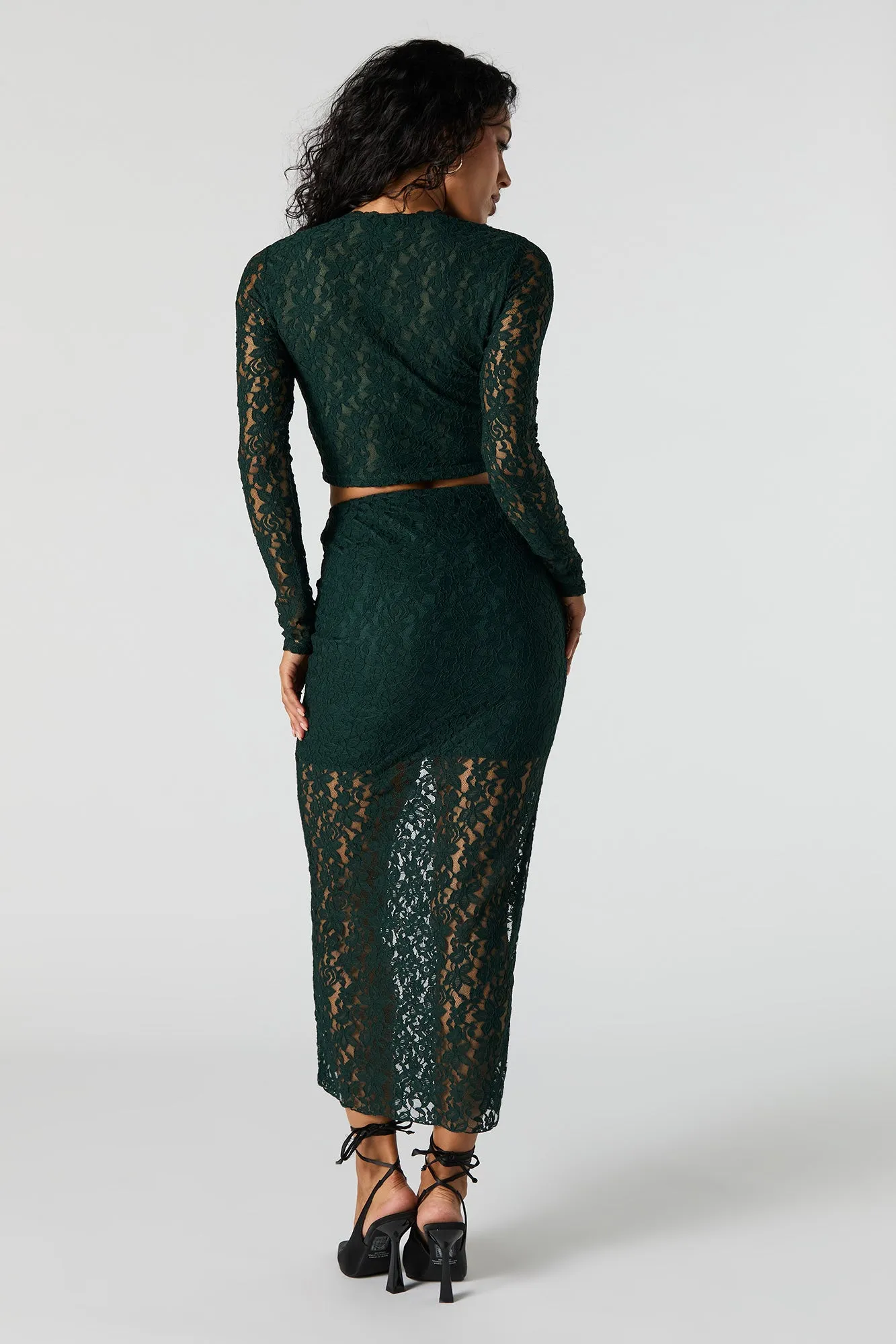 Jupe midi fleurie scintillante en dentelle sold by Urban Planet product image thumbnail 3