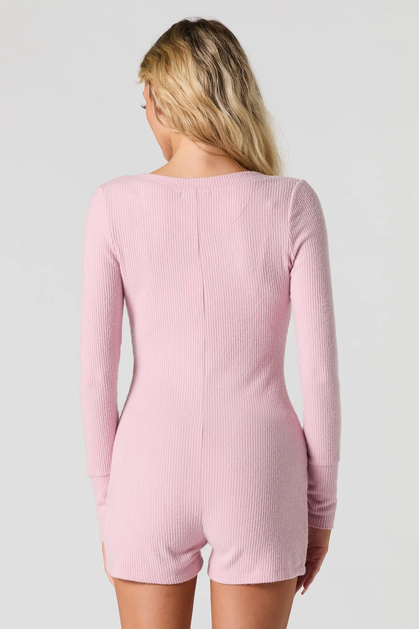 Ribbed Button Front Pajama Romper sold by Urban Planet product image thumbnail 2