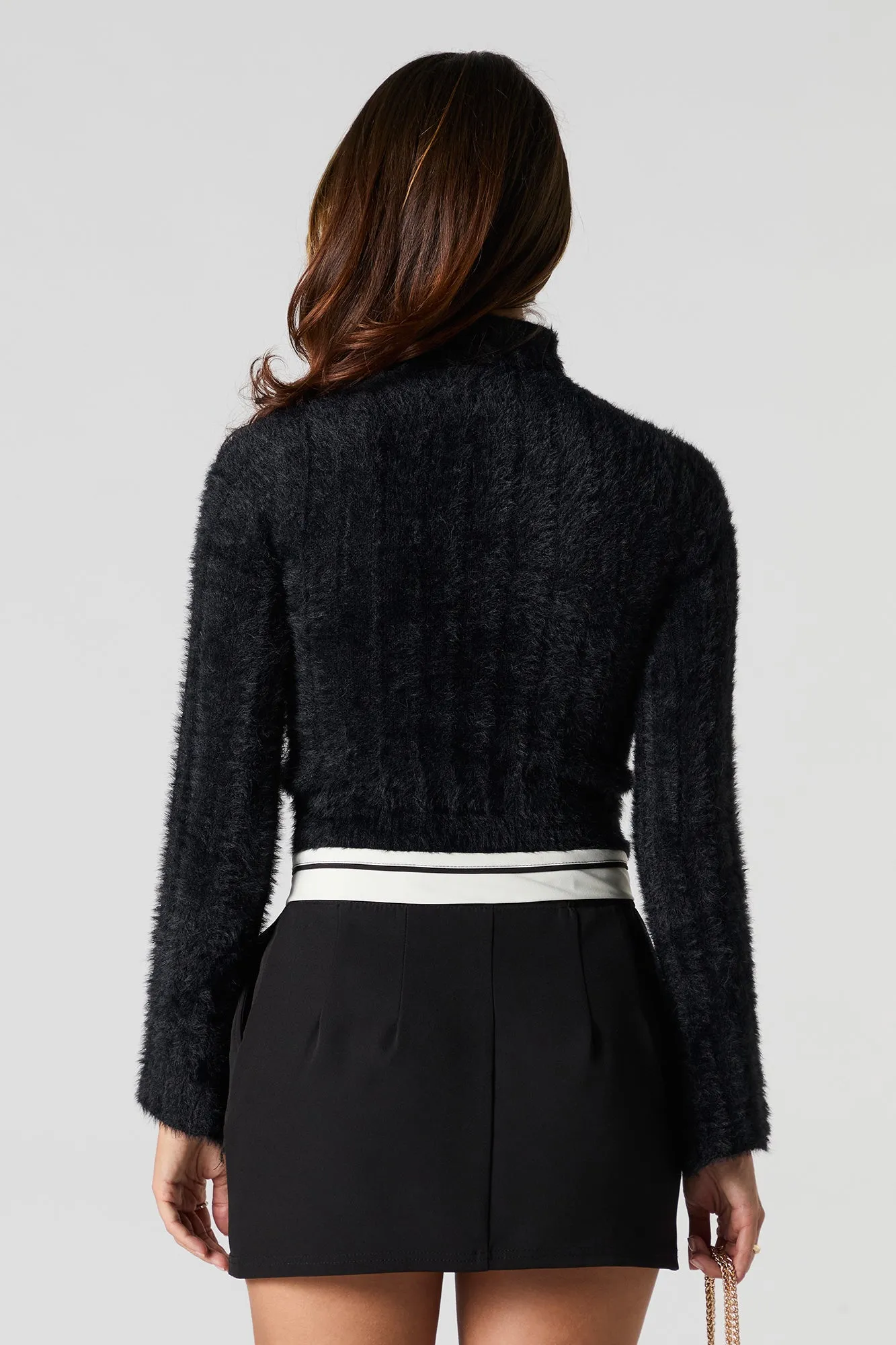 Fuzzy Ribbed Knit Cropped Turtleneck sold by Urban Planet product image thumbnail 5