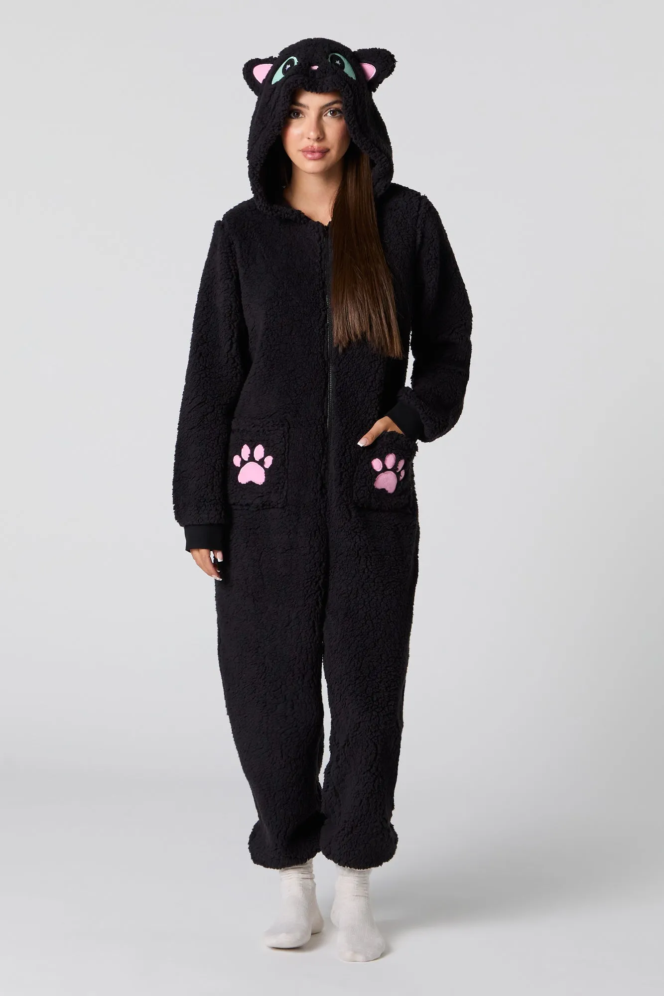 3D Cat Sherpa Onesie sold by Urban Planet