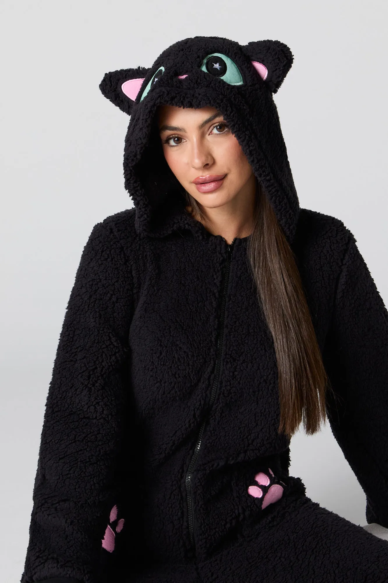 3D Cat Sherpa Onesie sold by Urban Planet product image thumbnail 4