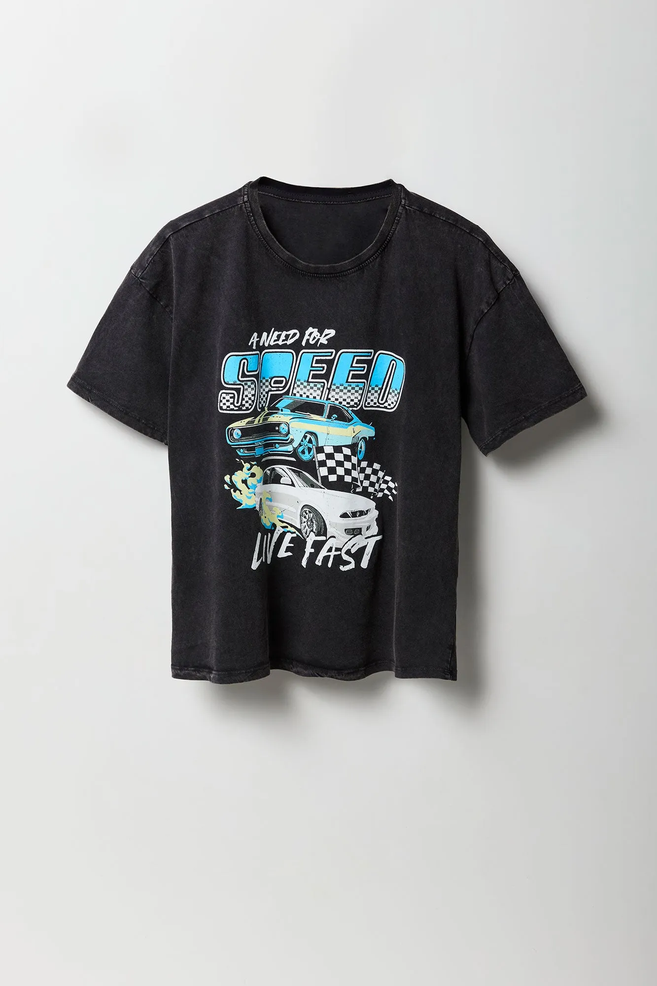 T-shirt de coupe garçonne délavé à imprimé Need for Speed sold by Urban Planet